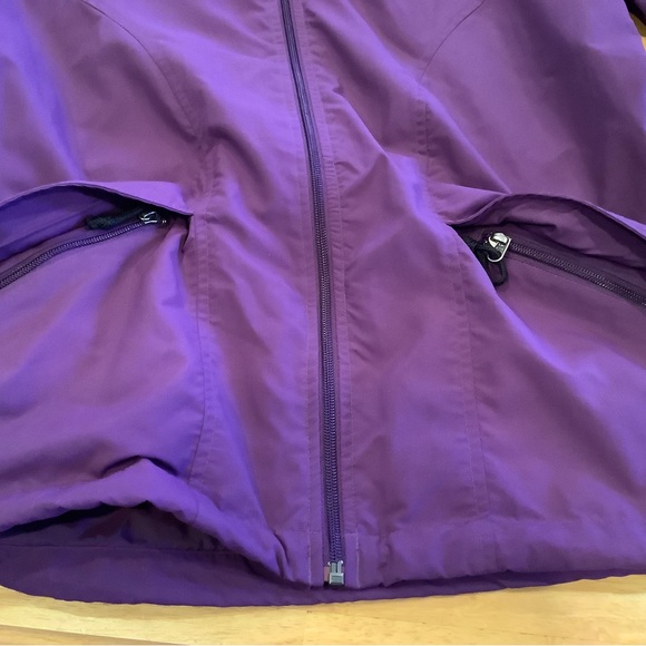 LL Bean Womens Full Zip Windbreaker Jacket Size Large Purple Packable Hood OTL43 - Picture 6 of 14